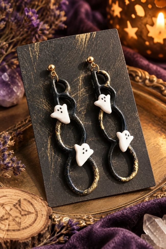  Boucles d’oreilles « Les petits fantômes d’Halloween »
